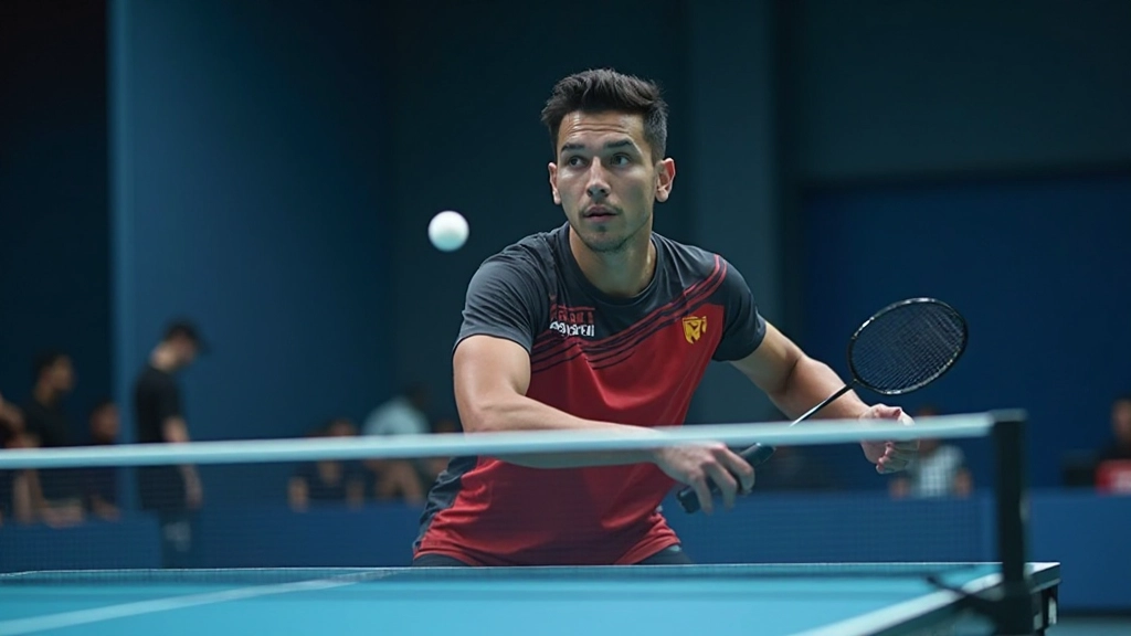 Badminton player executing tactical net positioning during competitive match