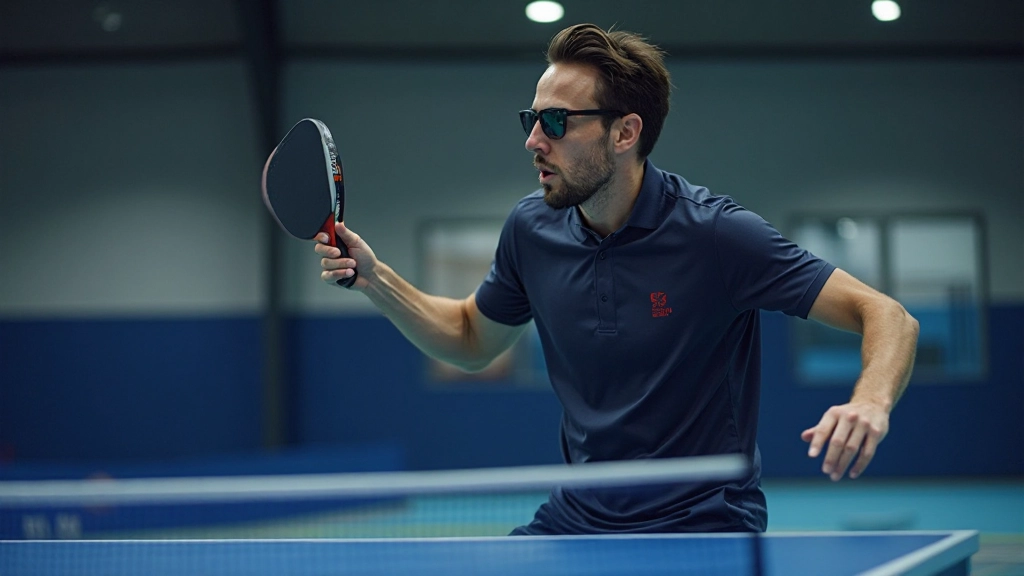 Professional table tennis player demonstrating fundamental grip and stroke techniques